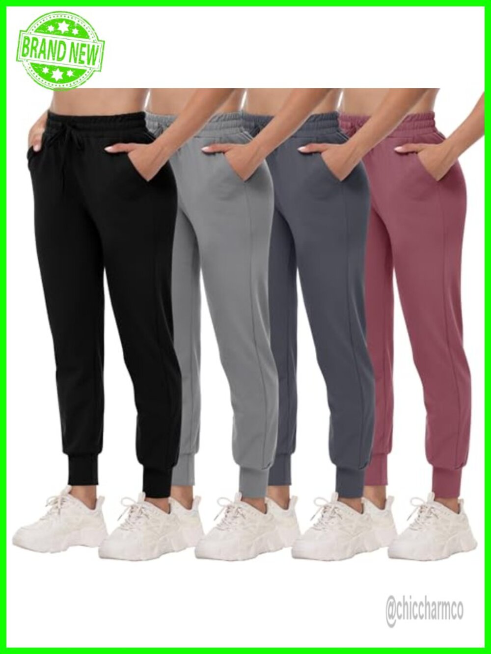 4 Pack Joggers with Pockets Soft Sweatpants for Workout Lounge
